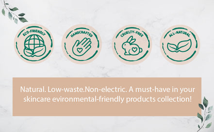 Set of eco-friendly product icons with a beige banner on a light background