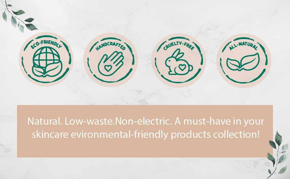 Set of eco-friendly product icons with a beige banner on a light background